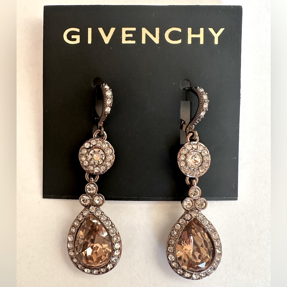GIVENCHY crystal double drop earrings.